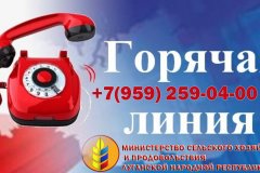 Министерство сельского хозяйства и продовольствия Луганской Народной Республики сообщает о начале работы «Горячей линии»